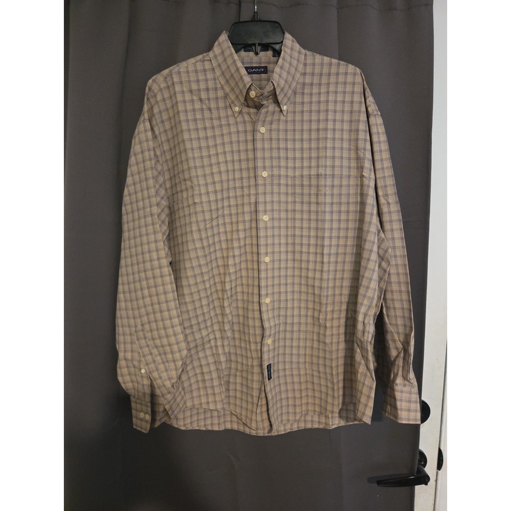 Gant Classic Poplin Plaid Button Down, Men's Large Shirt, Long‎ Sleeve